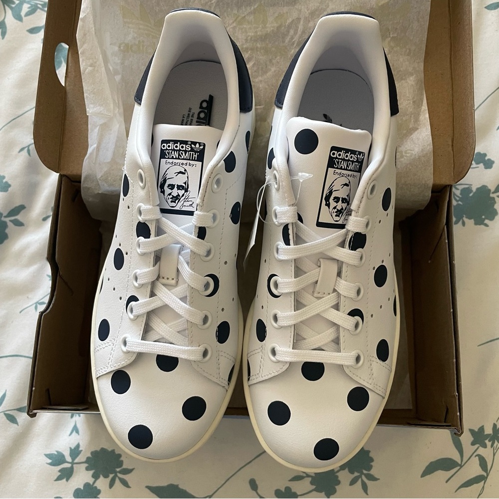Adidas Stan Smith In Navy Polka Dots